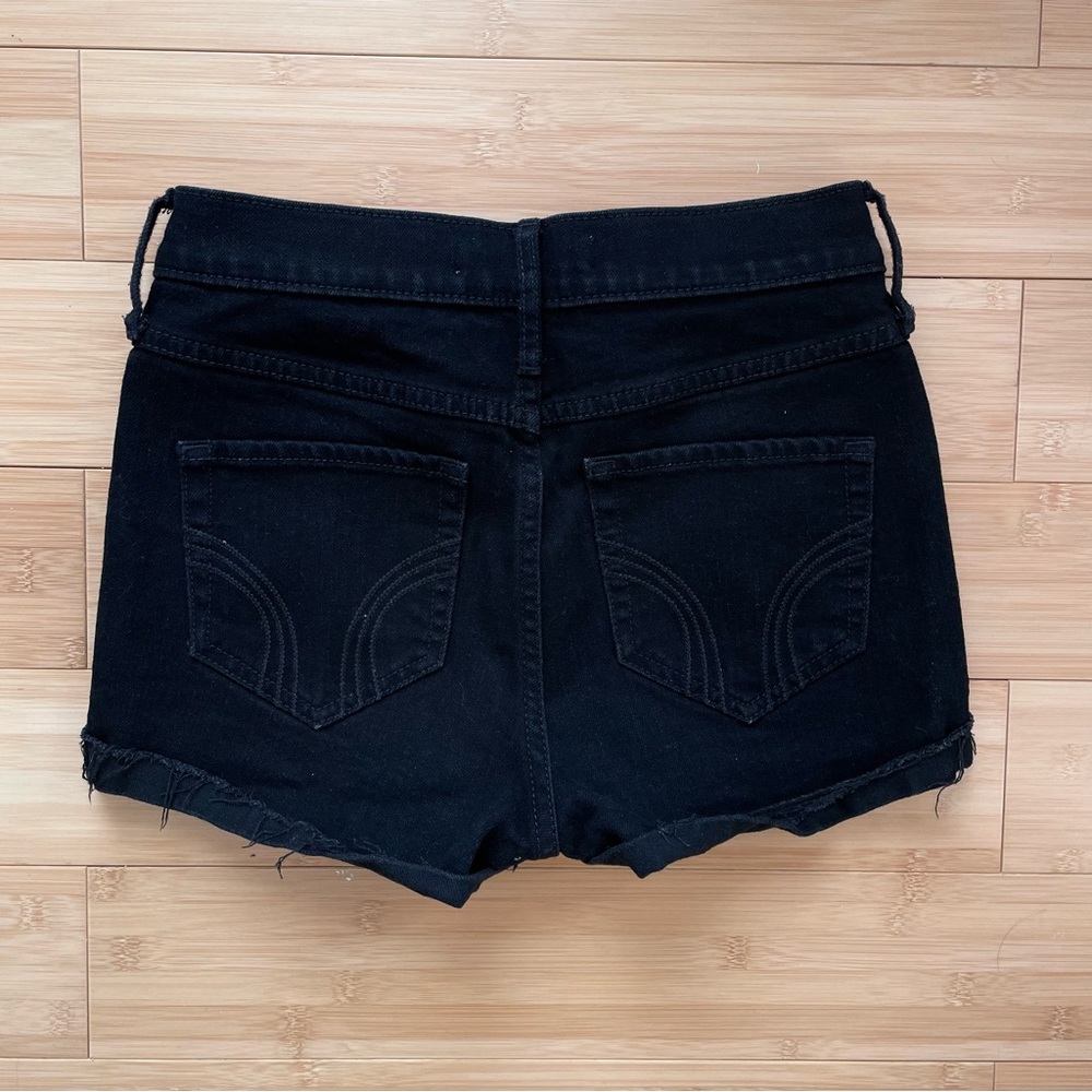 Black Denim High Waist Shorts Hollister 1